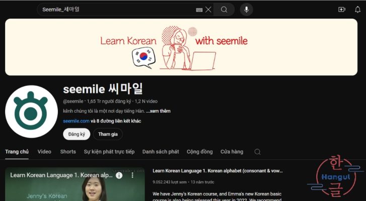 Các kênh youtube học tiếng Hàn online